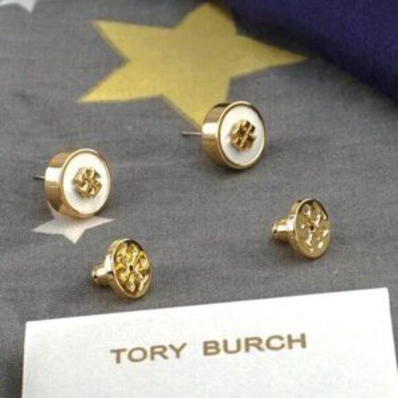 Tory Burch Kira Enameled Circle Stud Earrings - white (Brand New??? - Picture 3 of 4